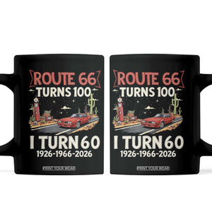 Route Highway 66 Turns 100 I Turn 60 Coffee Mug Vintage 1966 Road Sign Classic Muscle Car Lover 60th Birthday Gift