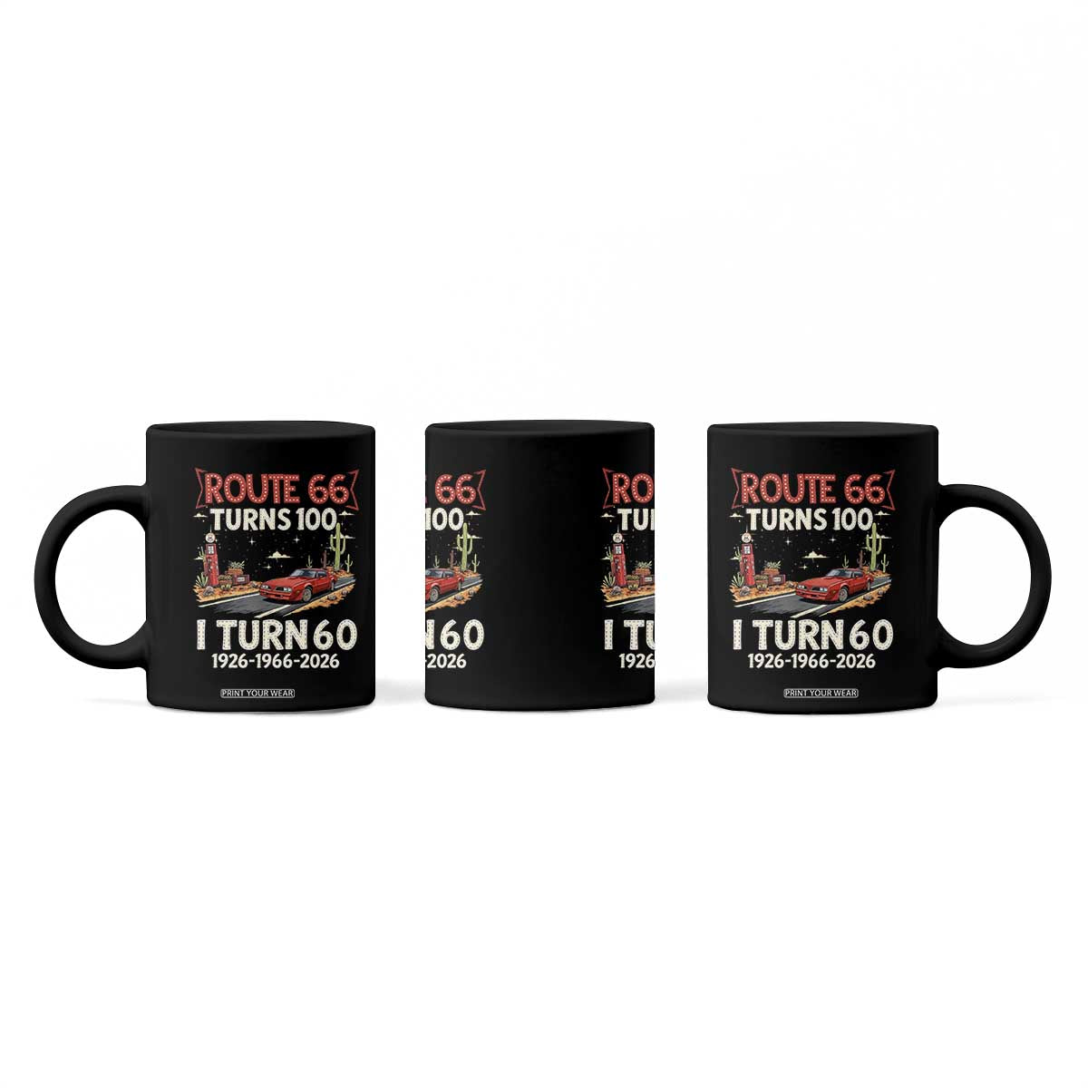 Route Highway 66 Turns 100 I Turn 60 Coffee Mug Vintage 1966 Road Sign Classic Muscle Car Lover 60th Birthday Gift