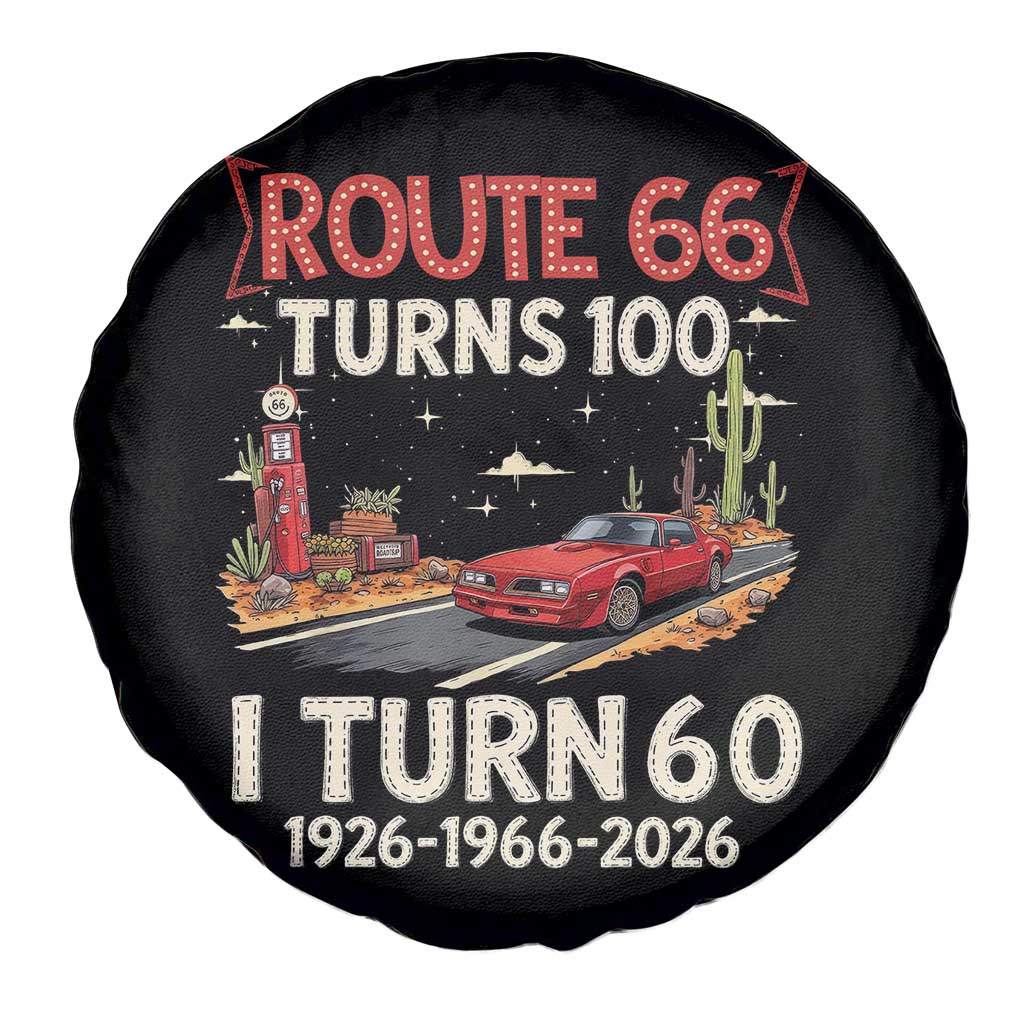 Route Highway 66 Turns 100 I Turn 60 Spare Tire Cover Vintage 1966 Road Sign Classic Muscle Car Lover 60th Birthday Gift