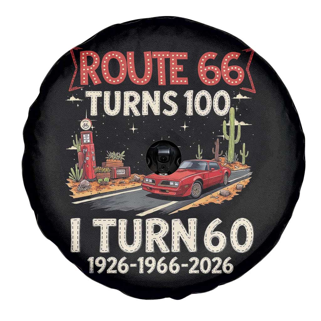 Route Highway 66 Turns 100 I Turn 60 Spare Tire Cover Vintage 1966 Road Sign Classic Muscle Car Lover 60th Birthday Gift