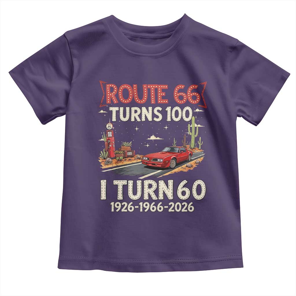 Route Highway 66 Turns 100 I Turn 60 Toddler T Shirt Vintage 1966 Road Sign Classic Muscle Car Lover 60th Birthday Gift
