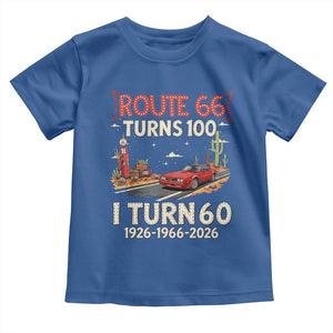 Route Highway 66 Turns 100 I Turn 60 Toddler T Shirt Vintage 1966 Road Sign Classic Muscle Car Lover 60th Birthday Gift