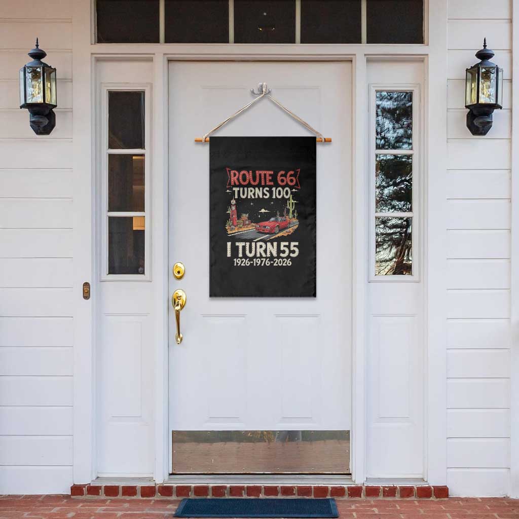 Route Highway 66 Turns 100 I Turn 55 Garden Flag Vintage 1971 Road Sign Classic Muscle Car Lover 55th Birthday Gift