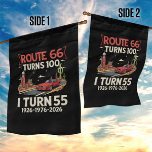 Route Highway 66 Turns 100 I Turn 55 Garden Flag Vintage 1971 Road Sign Classic Muscle Car Lover 55th Birthday Gift
