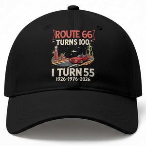 Route Highway 66 Turns 100 I Turn 55 Baseball Cap Vintage 1971 Road Sign Classic Muscle Car Lover 55th Birthday Gift