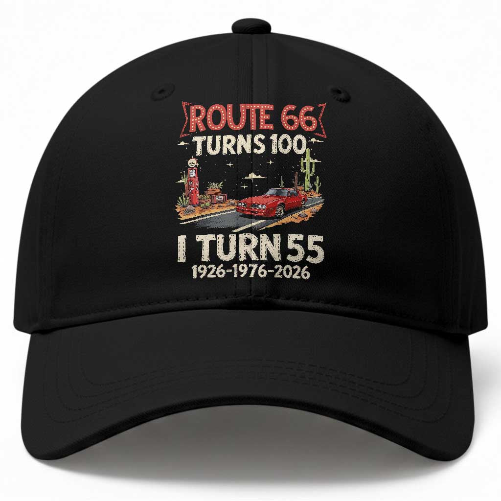 Route Highway 66 Turns 100 I Turn 55 Baseball Cap Vintage 1971 Road Sign Classic Muscle Car Lover 55th Birthday Gift TS14 Print Your Wear
