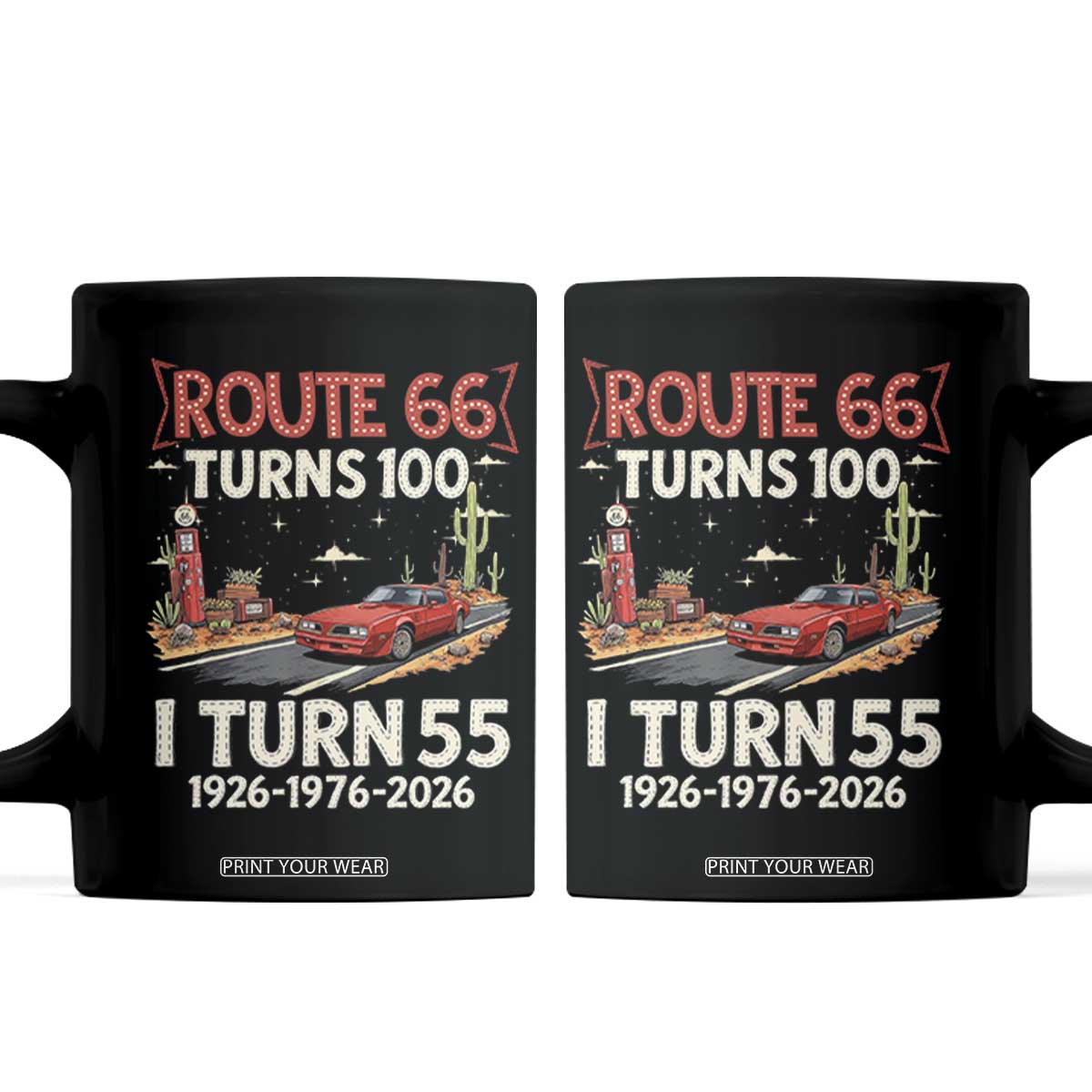 Route Highway 66 Turns 100 I Turn 55 Coffee Mug Vintage 1971 Road Sign Classic Muscle Car Lover 55th Birthday Gift