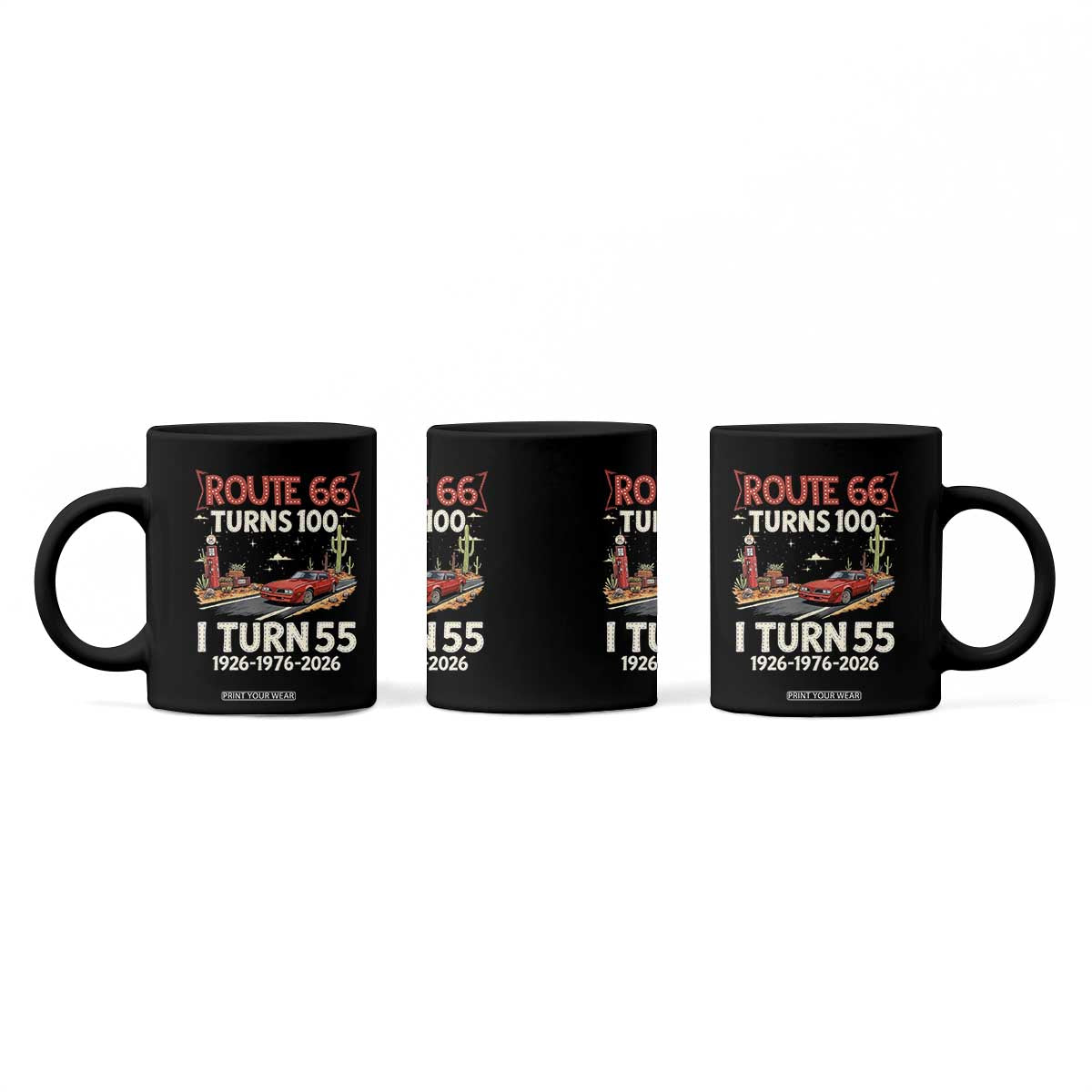 Route Highway 66 Turns 100 I Turn 55 Coffee Mug Vintage 1971 Road Sign Classic Muscle Car Lover 55th Birthday Gift