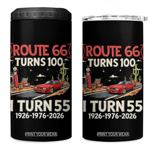 Route Highway 66 Turns 100 I Turn 55 4 in 1 Can Cooler Tumbler Vintage 1971 Road Sign Classic Muscle Car Lover 55th Birthday Gift