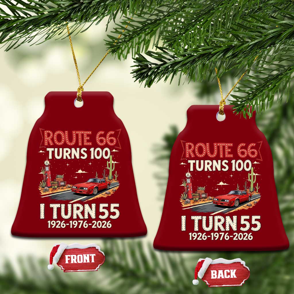 Route Highway 66 Turns 100 I Turn 55 Ceramic Ornament Vintage 1971 Road Sign Classic Muscle Car Lover 55th Birthday Gift