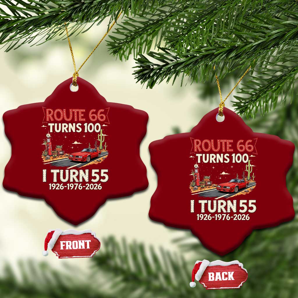 Route Highway 66 Turns 100 I Turn 55 Ceramic Ornament Vintage 1971 Road Sign Classic Muscle Car Lover 55th Birthday Gift