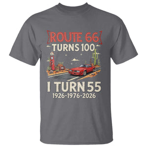 Route Highway 66 Turns 100 I Turn 55 T Shirt Vintage 1971 Road Sign Classic Muscle Car Lover 55th Birthday Gift