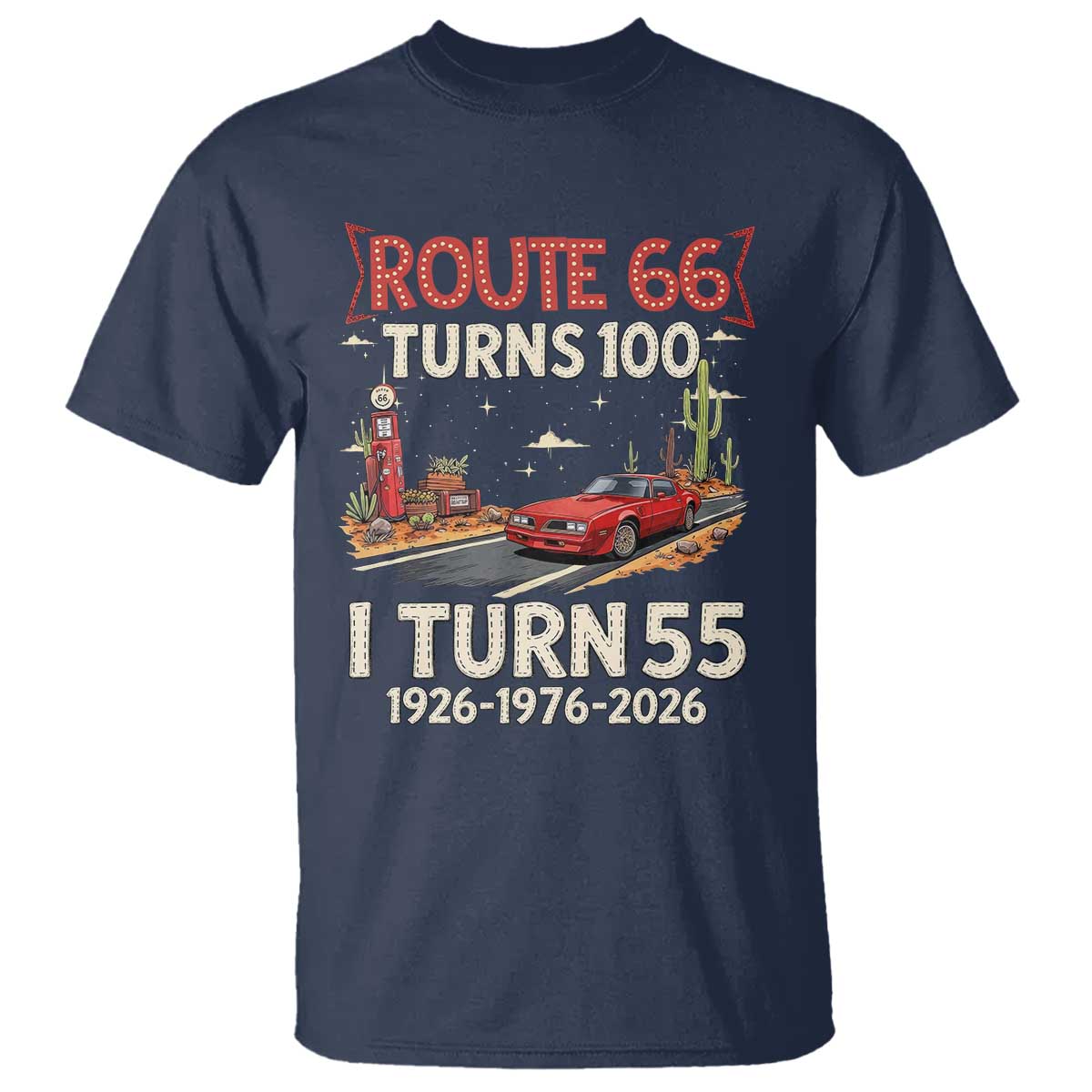 Route Highway 66 Turns 100 I Turn 55 T Shirt Vintage 1971 Road Sign Classic Muscle Car Lover 55th Birthday Gift