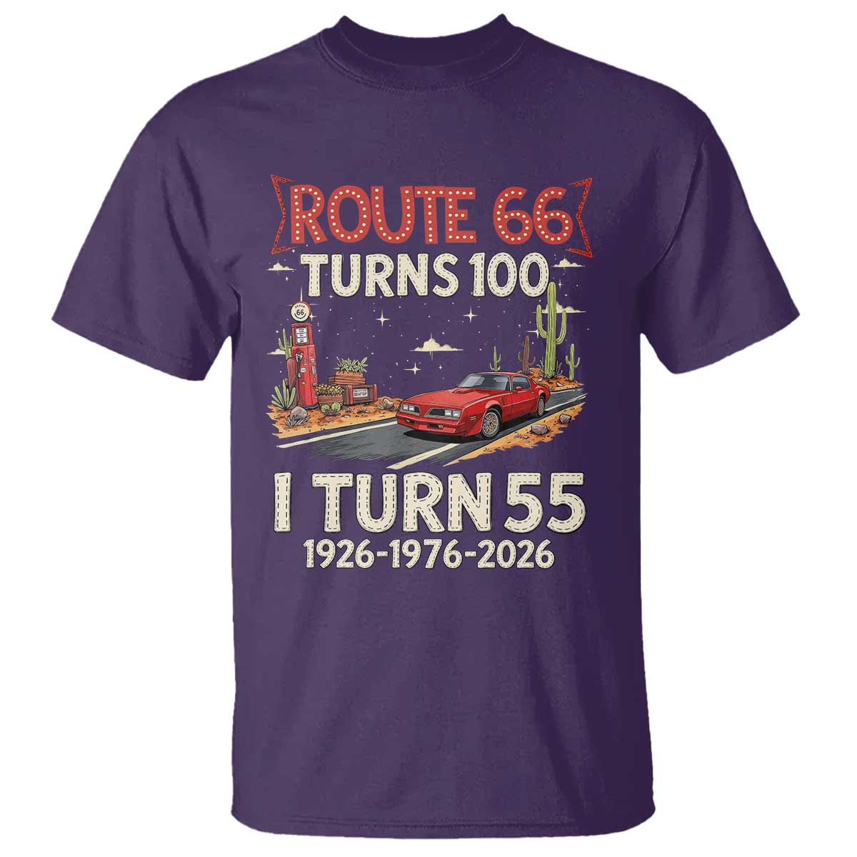 Route Highway 66 Turns 100 I Turn 55 T Shirt Vintage 1971 Road Sign Classic Muscle Car Lover 55th Birthday Gift