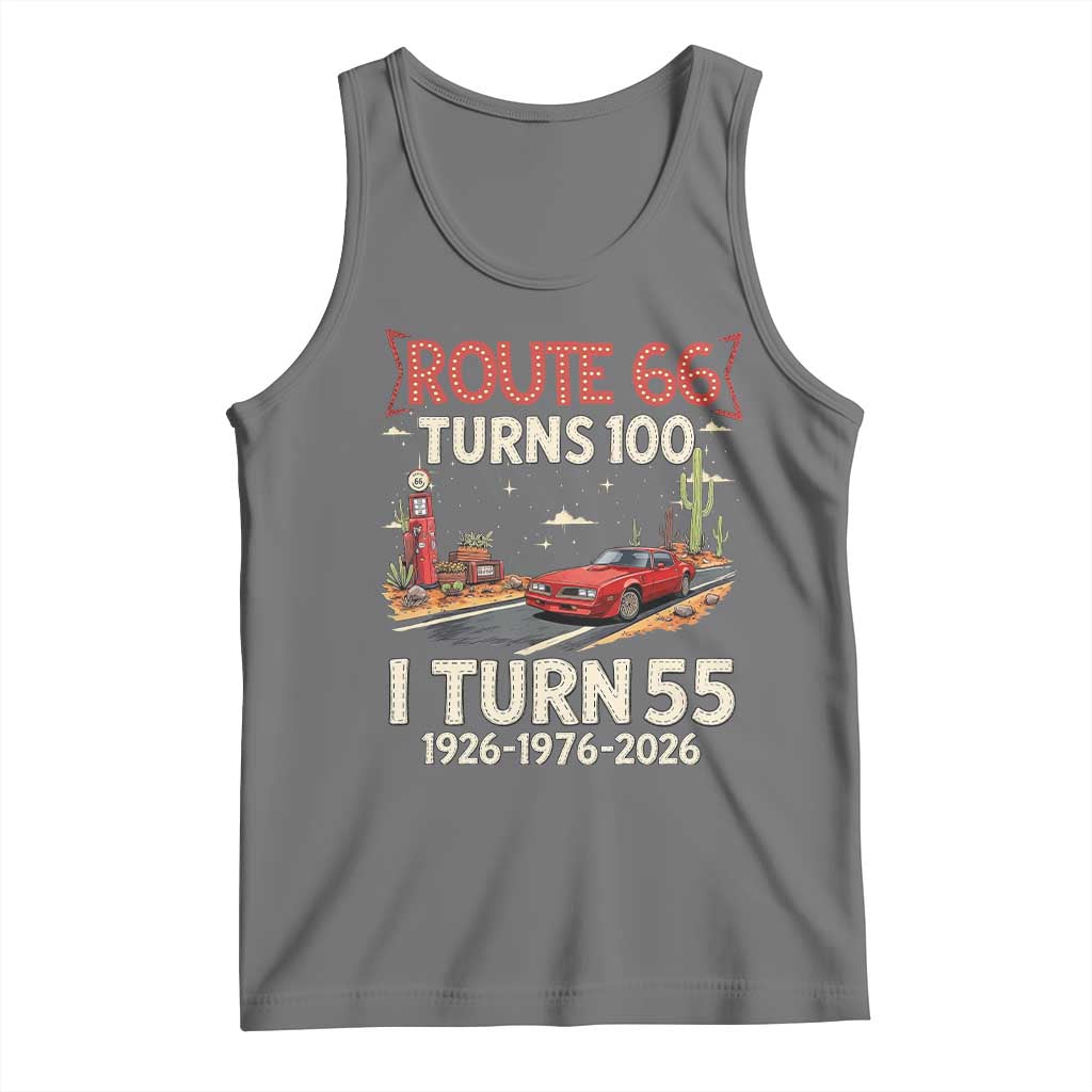 Route Highway 66 Turns 100 I Turn 55 Tank Top Vintage 1971 Road Sign Classic Muscle Car Lover 55th Birthday Gift