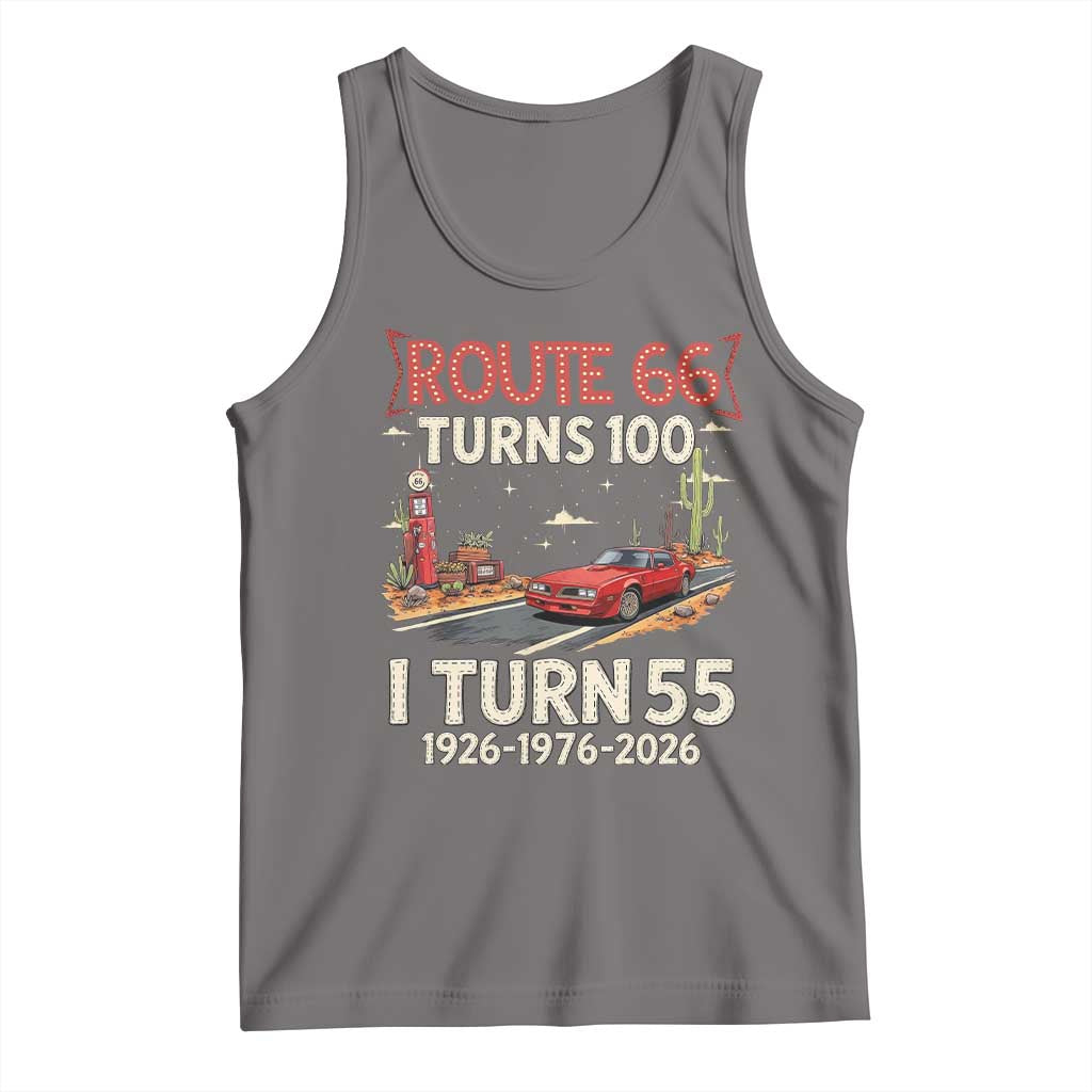 Route Highway 66 Turns 100 I Turn 55 Tank Top Vintage 1971 Road Sign Classic Muscle Car Lover 55th Birthday Gift