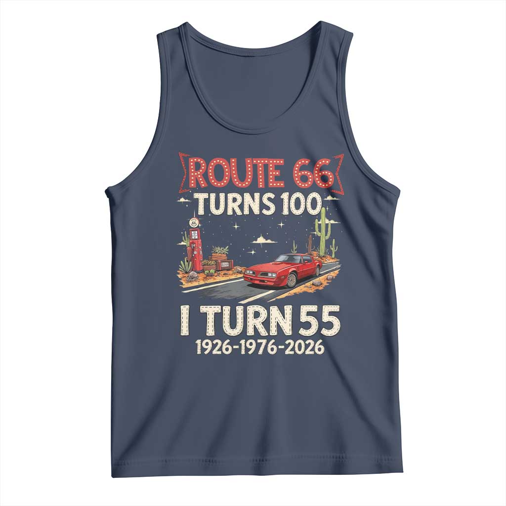 Route Highway 66 Turns 100 I Turn 55 Tank Top Vintage 1971 Road Sign Classic Muscle Car Lover 55th Birthday Gift