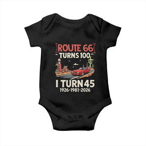 Route Highway 66 Turns 100 I Turn 45 Baby Onesie Vintage 1981 Road Sign Classic Muscle Car Lover 45th Birthday Gift