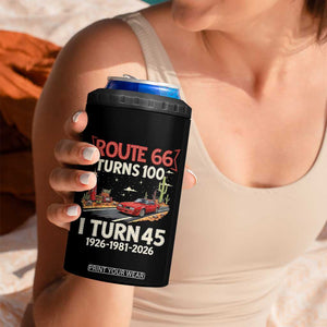 Route Highway 66 Turns 100 I Turn 45 4 in 1 Can Cooler Tumbler Vintage 1981 Road Sign Classic Muscle Car Lover 45th Birthday Gift
