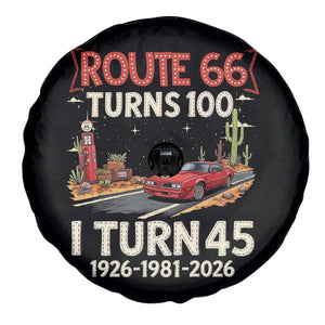 Route Highway 66 Turns 100 I Turn 45 Spare Tire Cover Vintage 1981 Road Sign Classic Muscle Car Lover 45th Birthday Gift