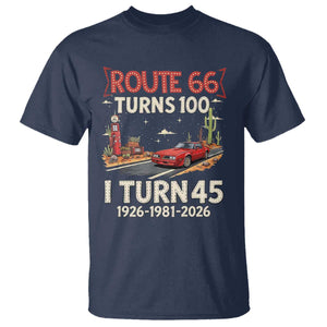 Route Highway 66 Turns 100 I Turn 45 T Shirt Vintage 1981 Road Sign Classic Muscle Car Lover 45th Birthday Gift