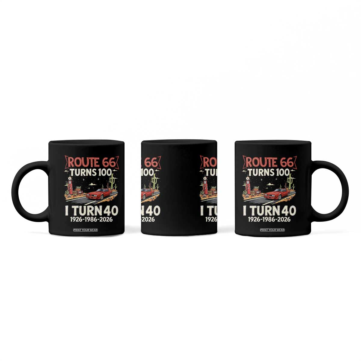 Route Highway 66 Turns 100 I Turn 40 Coffee Mug Vintage 1986 Road Sign Classic Muscle Car Lover 40th Birthday Gift