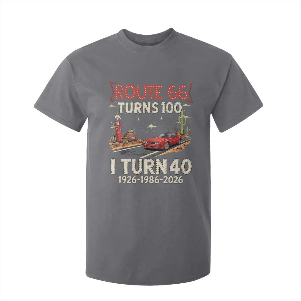 Route Highway 66 Turns 100 I Turn 40 T Shirt For Kid Vintage 1986 Road Sign Classic Muscle Car Lover 40th Birthday Gift