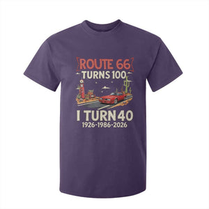 Route Highway 66 Turns 100 I Turn 40 T Shirt For Kid Vintage 1986 Road Sign Classic Muscle Car Lover 40th Birthday Gift