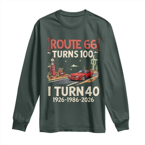 Route Highway 66 Turns 100 I Turn 40 Long Sleeve Shirt Vintage 1986 Road Sign Classic Muscle Car Lover 40th Birthday Gift