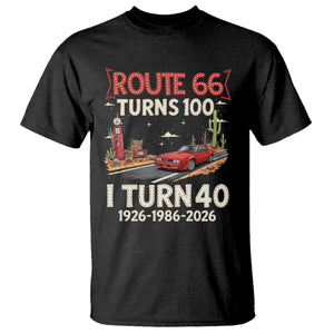 Route Highway 66 Turns 100 I Turn 40 T Shirt Vintage 1986 Road Sign Classic Muscle Car Lover 40th Birthday Gift