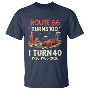 Route Highway 66 Turns 100 I Turn 40 T Shirt Vintage 1986 Road Sign Classic Muscle Car Lover 40th Birthday Gift