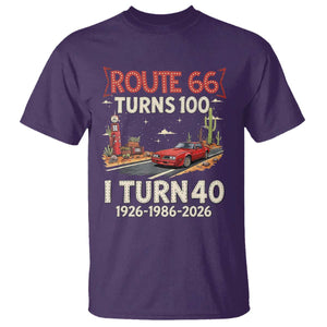 Route Highway 66 Turns 100 I Turn 40 T Shirt Vintage 1986 Road Sign Classic Muscle Car Lover 40th Birthday Gift