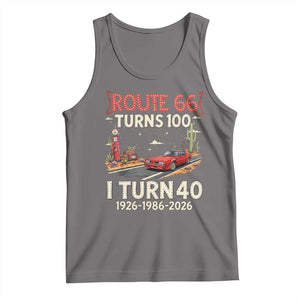 Route Highway 66 Turns 100 I Turn 40 Tank Top Vintage 1986 Road Sign Classic Muscle Car Lover 40th Birthday Gift