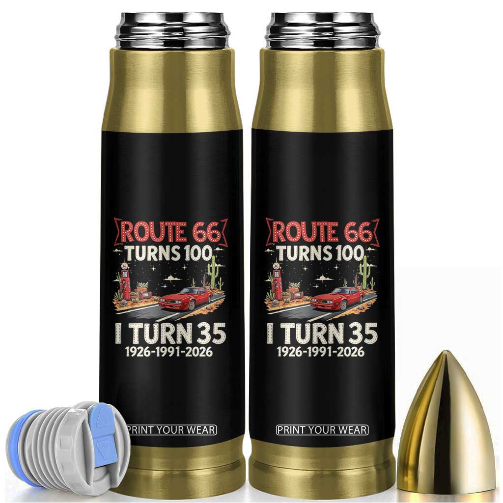 Route Highway 66 Turns 100 I Turn 35 Bullet Tumbler Vintage 1991 Road Sign Classic Muscle Car Lover 35th Birthday Gift