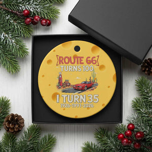 Route Highway 66 Turns 100 I Turn 35 Ceramic Ornament Vintage 1991 Road Sign Classic Muscle Car Lover 35th Birthday Gift