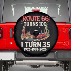 Route Highway 66 Turns 100 I Turn 35 Spare Tire Cover Vintage 1991 Road Sign Classic Muscle Car Lover 35th Birthday Gift
