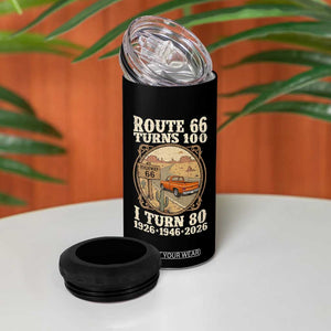 Route Highway 66 Turns 100 I Turn 80 4 in 1 Can Cooler Tumbler Vintage 1946 Road Sign Classic Pickup Truck Lover 80th Birthday Gift