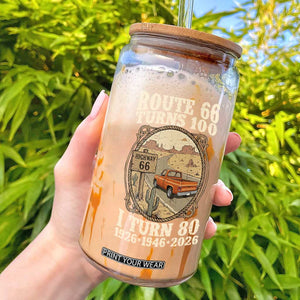 Route Highway 66 Turns 100 I Turn 80 Glass Can Vintage 1946 Road Sign Classic Pickup Truck Lover 80th Birthday Gift