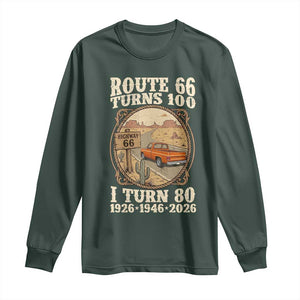 Route Highway 66 Turns 100 I Turn 80 Long Sleeve Shirt Vintage 1946 Road Sign Classic Pickup Truck Lover 80th Birthday Gift