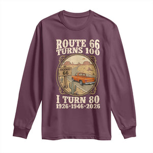 Route Highway 66 Turns 100 I Turn 80 Long Sleeve Shirt Vintage 1946 Road Sign Classic Pickup Truck Lover 80th Birthday Gift