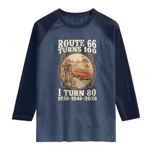 Route Highway 66 Turns 100 I Turn 80 Raglan Shirt Vintage 1946 Road Sign Classic Pickup Truck Lover 80th Birthday Gift