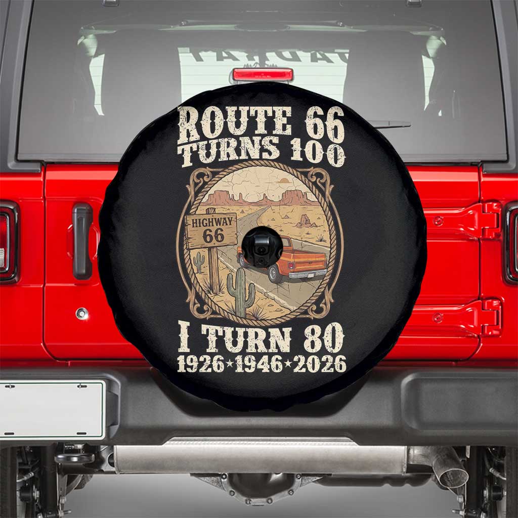 Route Highway 66 Turns 100 I Turn 80 Spare Tire Cover Vintage 1946 Road Sign Classic Pickup Truck Lover 80th Birthday Gift