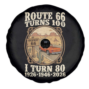 Route Highway 66 Turns 100 I Turn 80 Spare Tire Cover Vintage 1946 Road Sign Classic Pickup Truck Lover 80th Birthday Gift