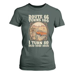 Route Highway 66 Turns 100 I Turn 80 T Shirt For Women Vintage 1946 Road Sign Classic Pickup Truck Lover 80th Birthday Gift