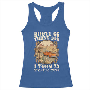 Route Highway 66 Turns 100 I Turn 75 Racerback Tank Top Vintage 1951 Road Sign Classic Pickup Truck Lover 75th Birthday Gift