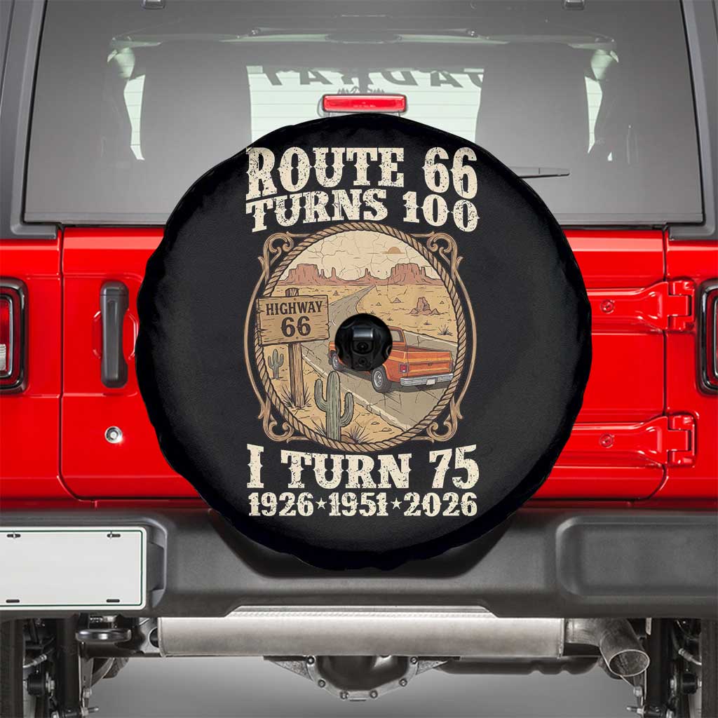 Route Highway 66 Turns 100 I Turn 75 Spare Tire Cover Vintage 1951 Road Sign Classic Pickup Truck Lover 75th Birthday Gift