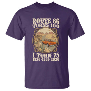 Route Highway 66 Turns 100 I Turn 75 T Shirt Vintage 1951 Road Sign Classic Pickup Truck Lover 75th Birthday Gift