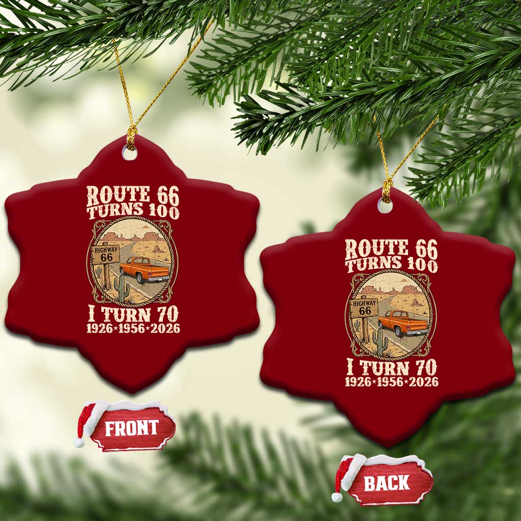 Route Highway 66 Turns 100 I Turn 70 Ceramic Ornament Vintage 1956 Road Sign Classic Pickup Truck Lover 70th Birthday Gift