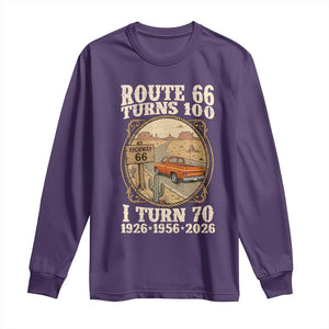 Route Highway 66 Turns 100 I Turn 70 Long Sleeve Shirt Vintage 1956 Road Sign Classic Pickup Truck Lover 70th Birthday Gift