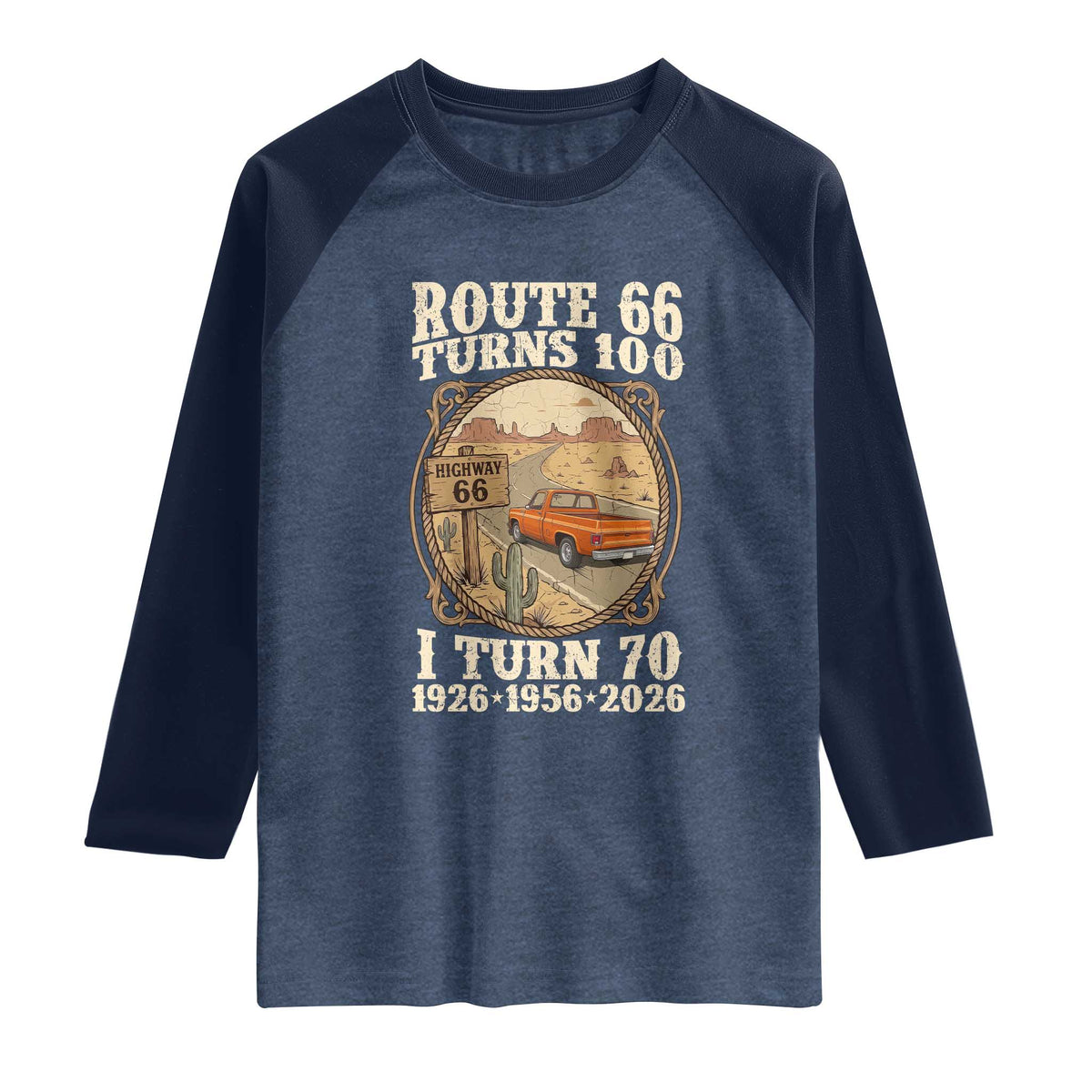 Route Highway 66 Turns 100 I Turn 70 Raglan Shirt Vintage 1956 Road Sign Classic Pickup Truck Lover 70th Birthday Gift